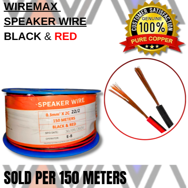WIREMAX SPEAKER WIRE BLACK And RED 22/2 (0.30mm²x2C) 150 Meters 100% ...
