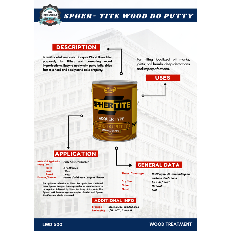 Sphero Spher-tite Wood Do Putty Sizes: QUART (1L) and 1/4L | Shopee ...