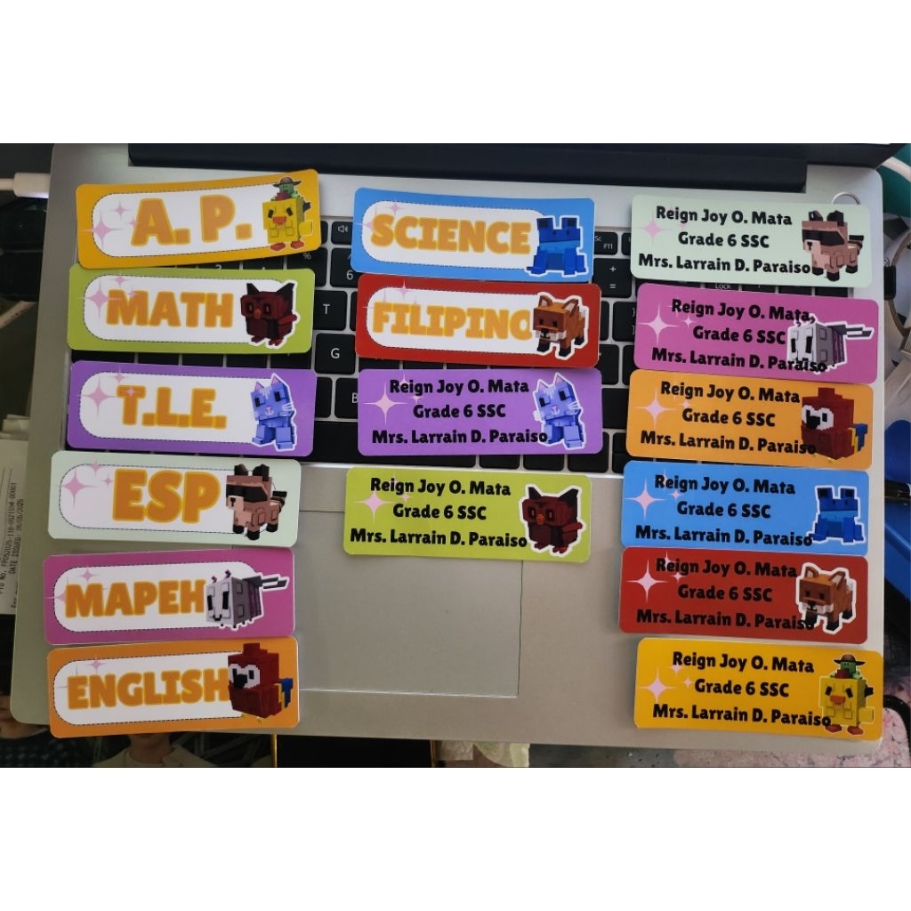 Subject Sticker Labels Name Labels with name, grade & section and ...