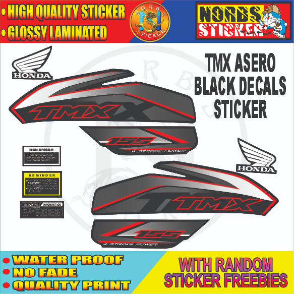 TMX 155 decals sticker black with random freebies | Shopee Philippines