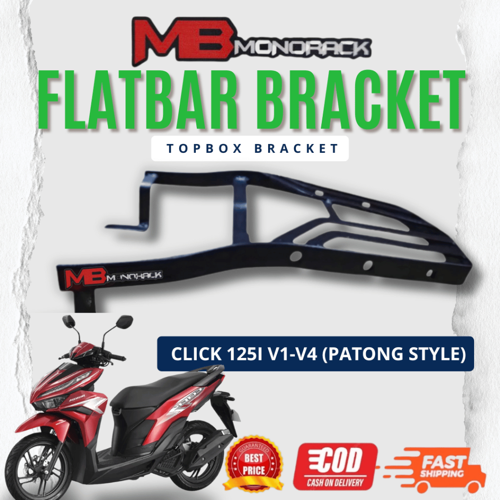 Honda Click 125 V1-V3 (Patong Style) Flat Bar MB Monorack Topbox ...