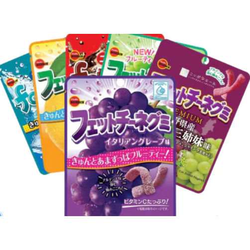 Bourbon Fettuccine Gummi Grape Flavor – 50g Candy From Japan
