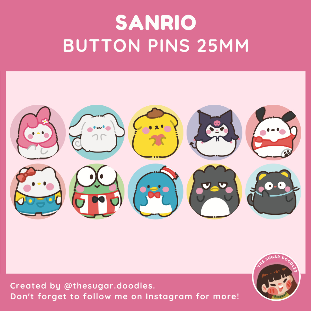 Sanrio Single Button Pin 25mm | Shopee Philippines
