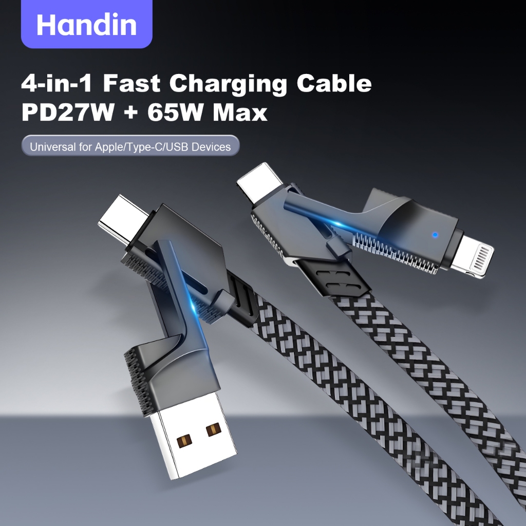 Handin 4in1 65W Fast Charging Data Cable For Phone Android USB Type C ...