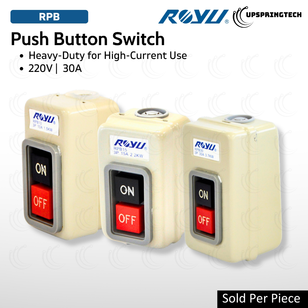 ROYU Push Button Switch 30A 220V | RPB10 / RPB15 / RPB30 – Heavy-Duty ...