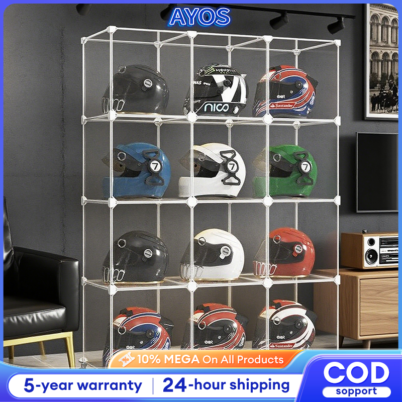 AYOS Motorcycle Helmets Display Storage Cabinet Toy Handbag Storage ...