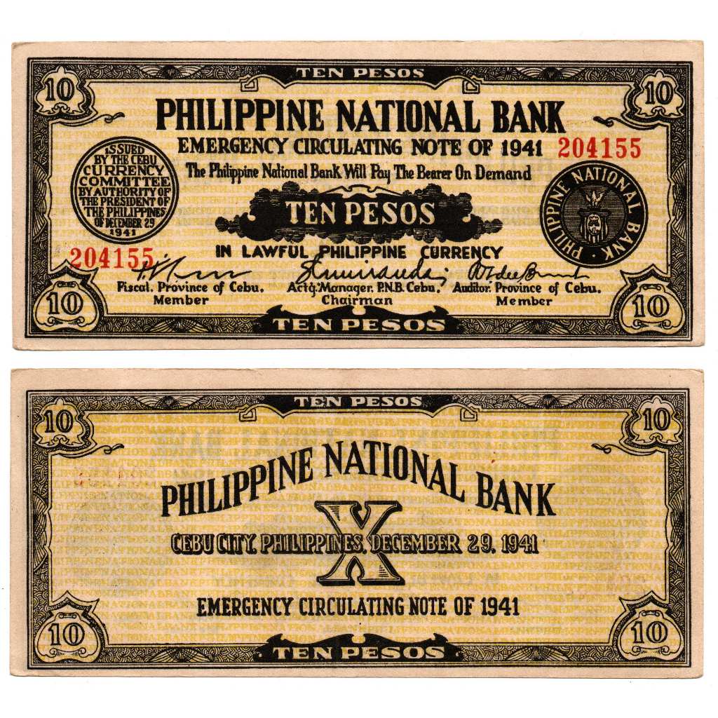 PHILIPPINES, Cebu Emergency Banknote S217 10 Pesos PNB Rare Condition ...