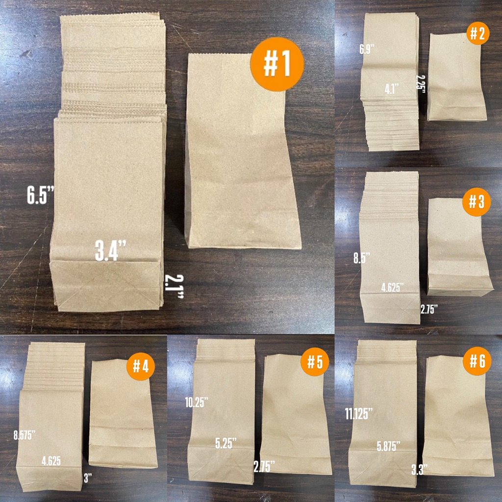 Brown Paper Bag Supot 50pcs #1 #2 #3 #4 #5 #6 Food Packaging | Shopee ...
