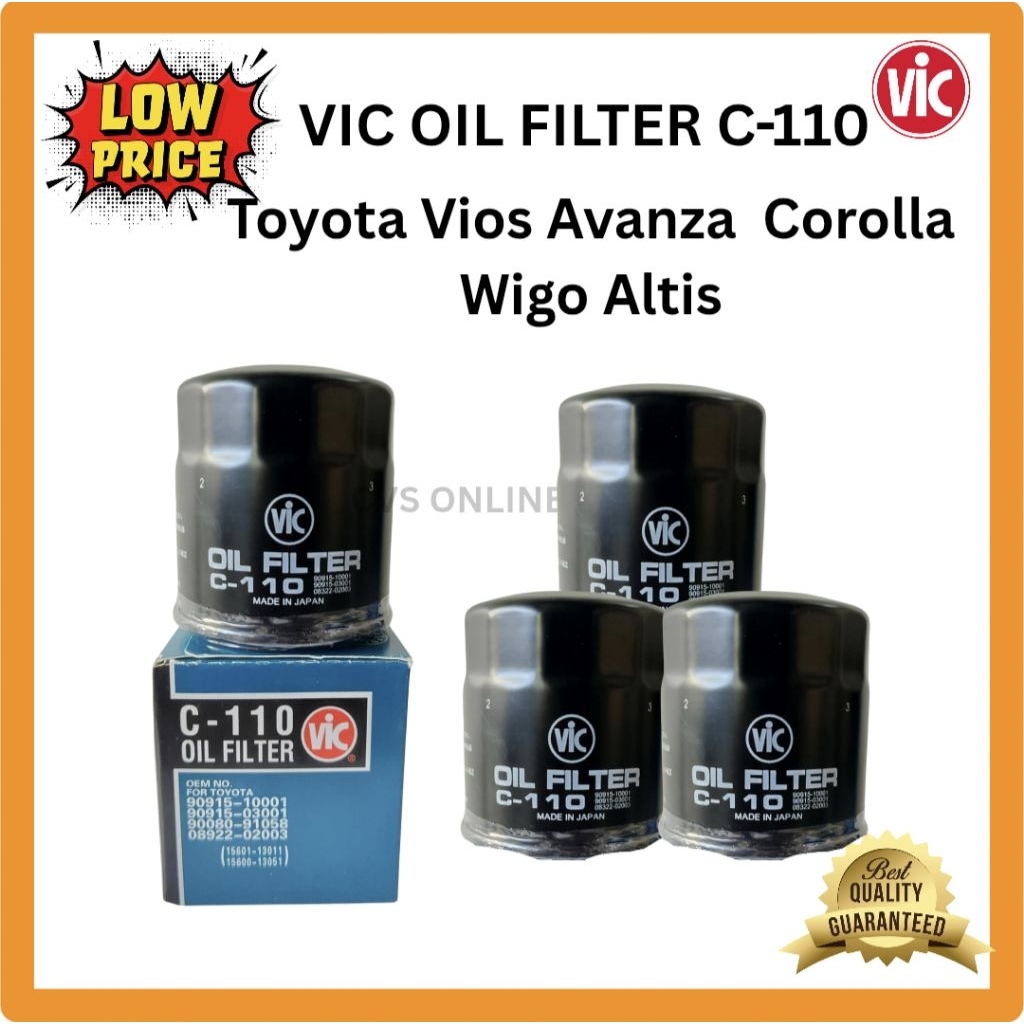 VIC OIL C-110 FILTER VIOS AVANZA COROLLA WIGO ALTIS | Shopee Philippines