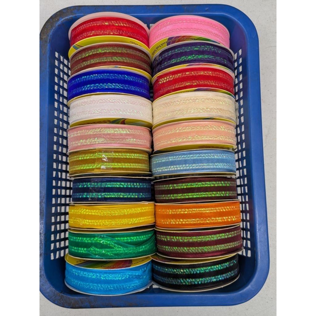 AN088 with Rainbow 1 inch Organza Fancy Ribbon (33 yards per roll ...
