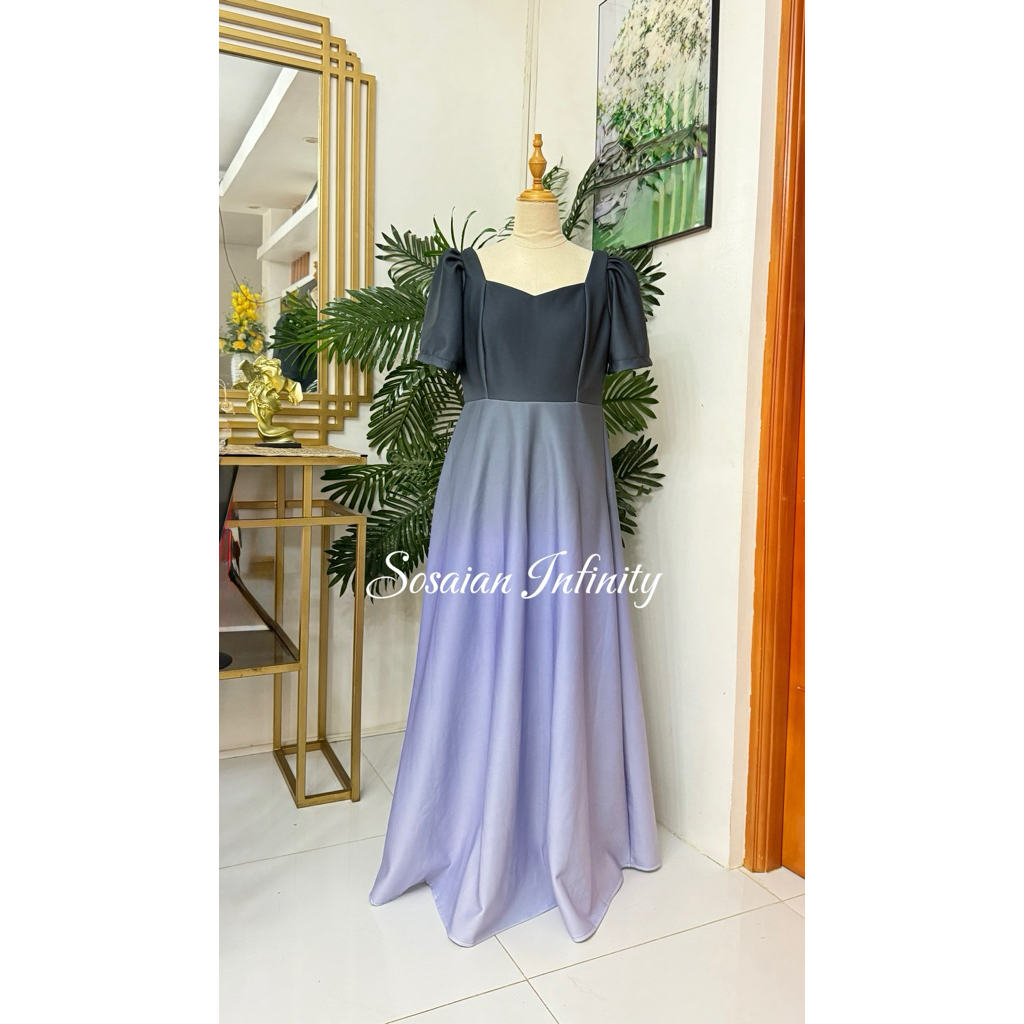green emerald velvet dress TALIA BEIGE SERPENTINA FILIPINIANA DRESS