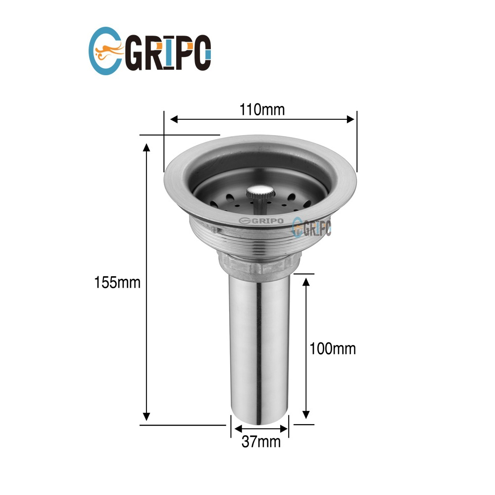 GRIPO Premium High End Stainless 4 Inch Duo Kitchen Basket Strainer ...