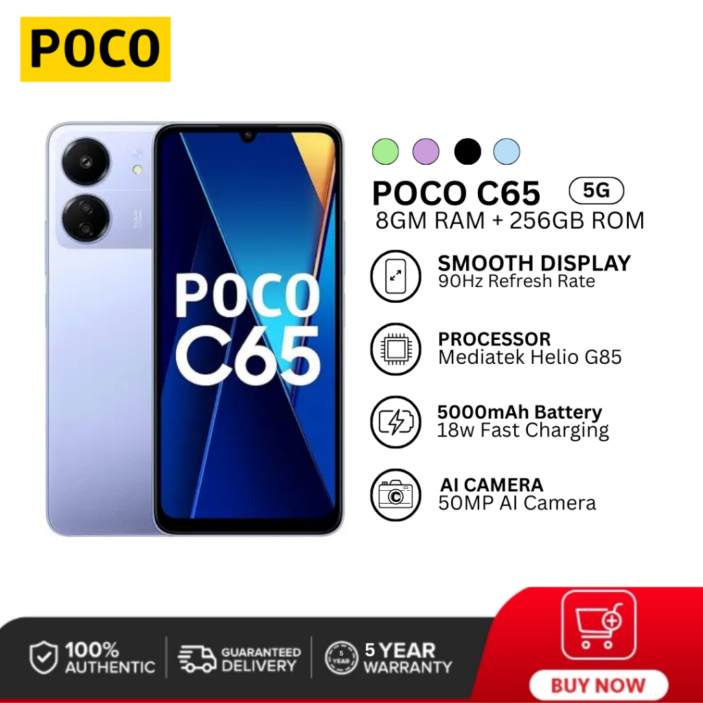 POCO C65 Smartphone | 8GB+256GB MediaTek Helio G85 6.74