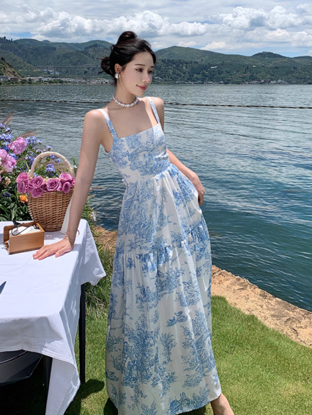 fit summer beach halter elegant long dress outfit for women casual korean  floral pink dress formal