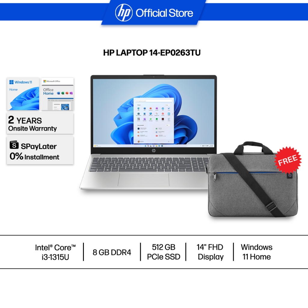 HP Laptop 14/15 inch Intel Core i3 12th Gen 4/8GB RAM 512GB  Windows 11, YR WRTY,FREE Bag