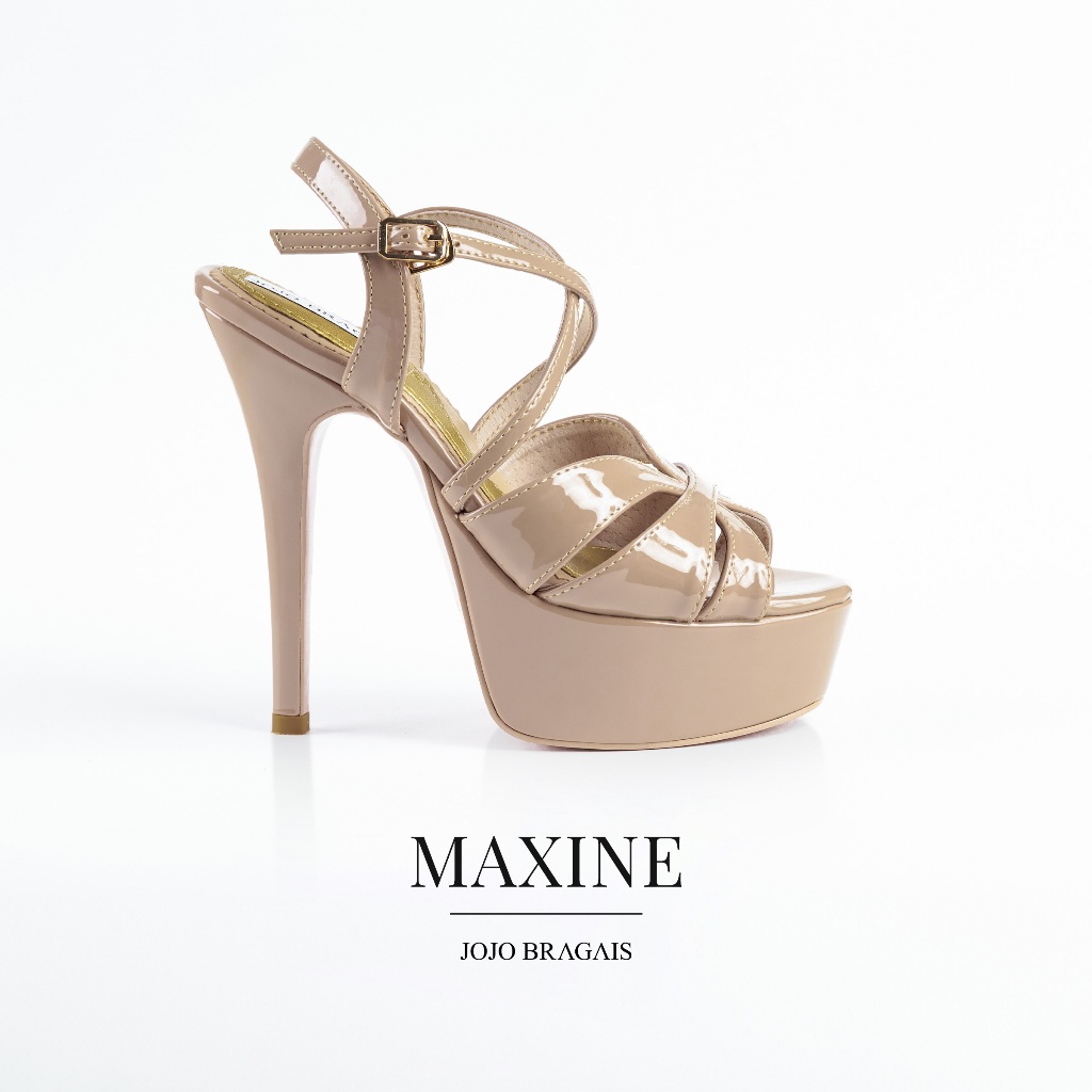 Jojo bragais Maxineヒール16.5cm 23.5-24.0 Jojo Bragais Maxine Nude-Glossy 5-Inch High Heels | Pageant Heels