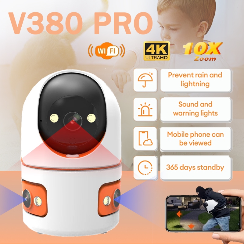 Three Lens CCTV Camera Smart Home Security Night Vision Remote Monitor ...