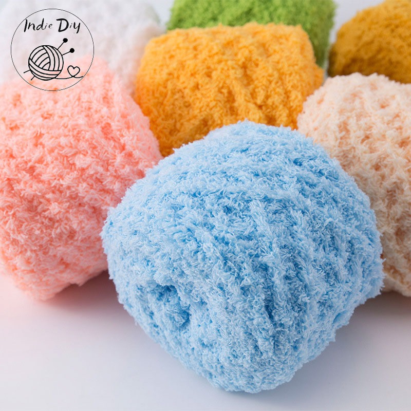 3 Plys Coral Fleece Fluffy Yarn Polyester Super Bulky (approx. 100g ...