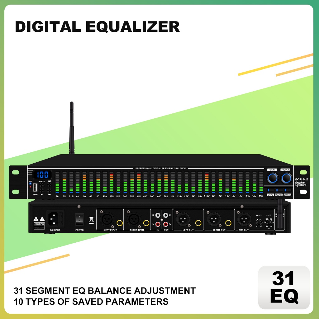 Digital Equalizer 31 Stage Tuner Professional Stage Performance Noise ...