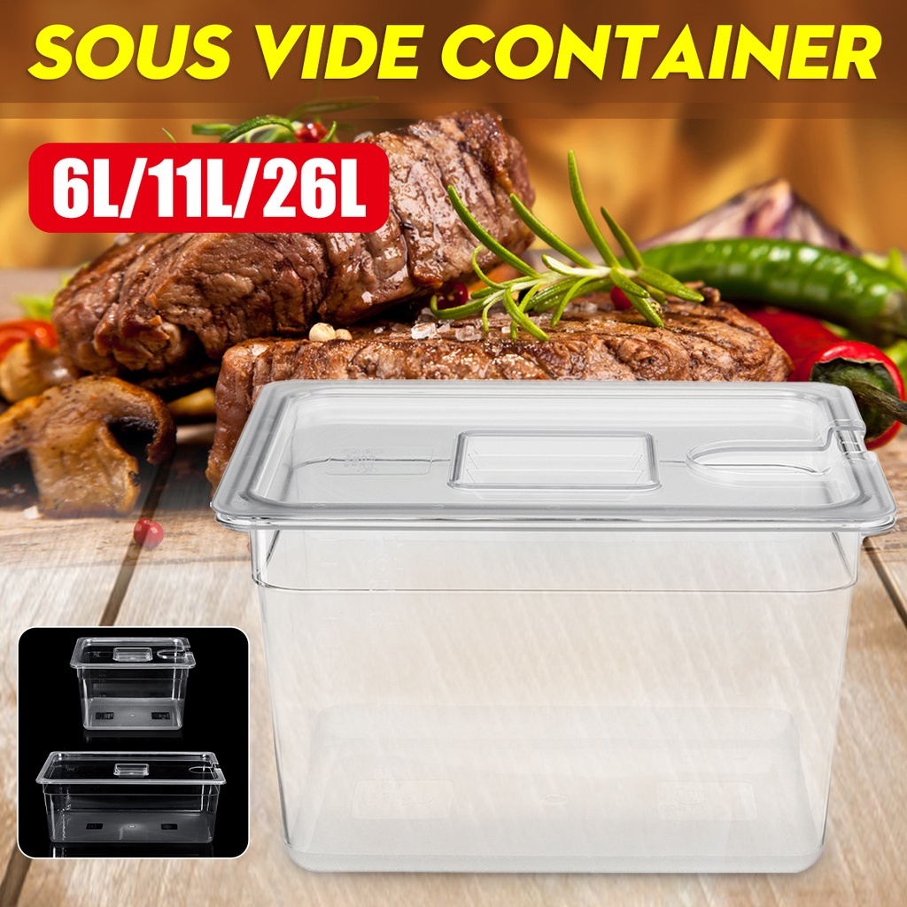 Conteneur Sous Vide 11L PC Alimentaire Avec Couvercle - Compatible Anova & Circulateurs - Grande Capacité