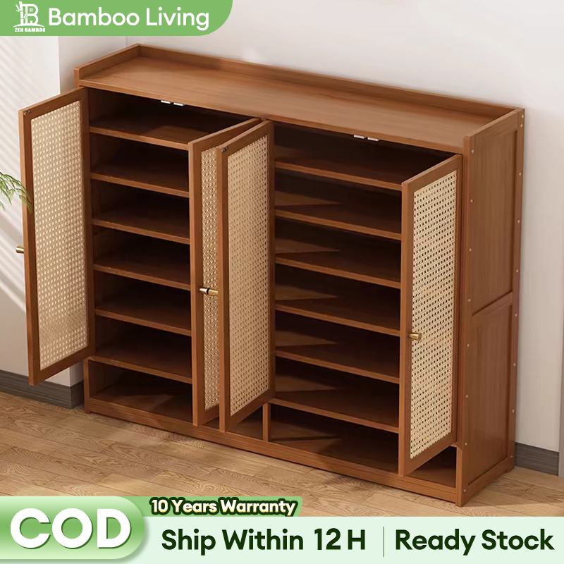 【On Hand】 2/3/4 Doors Shoe Cabinet Shoe Cabinet Wooden Door With Cover ...