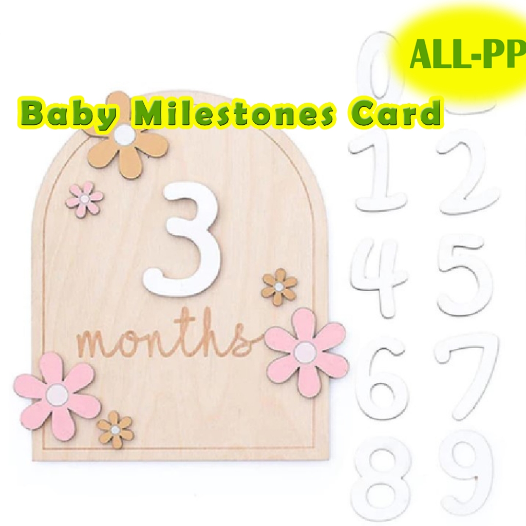 Baby Milestones Card Wooden Record Baby Growth Card Newborn Photo ...