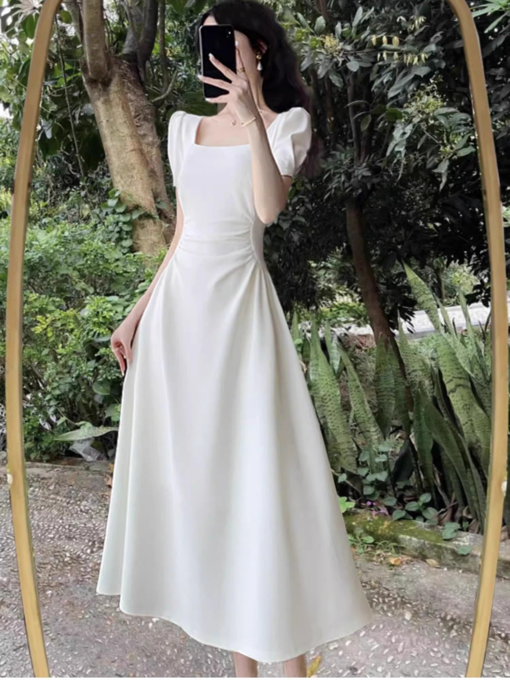 graduation elegant white long fitted dress for christening mom church pus  size dress woman formal XL | Shopee Philippines