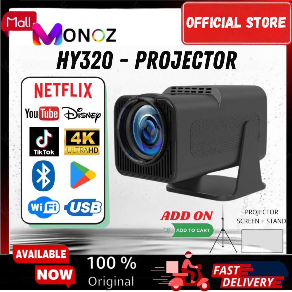 HY320 MINI PROJECTOR 4K HD PORTABLE PROJECTOR AUTO KEYSTONE BT5.0 AND ...