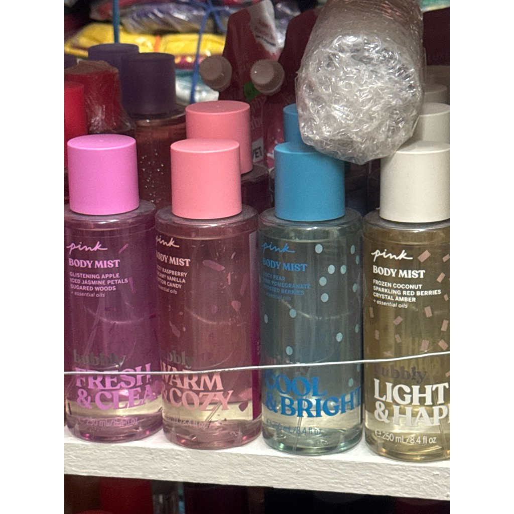 VS PINK BODY MIST BUBBLY FRESH& CLEAN/ LIGHT AND HAPPY &COOL AND BRIGHT ...