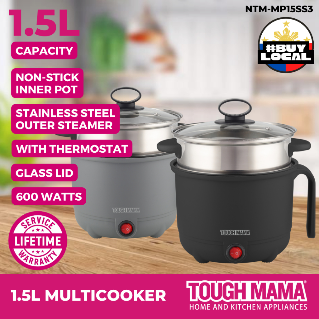 Tough Mama NTM-MP15SS3 Multipot Non-stick Multicooker Stainless Steel ...