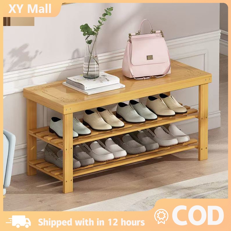 2 In 1 Shoe Rack Organizer With Seat Wooden Shoe Storage Rack Stool ...