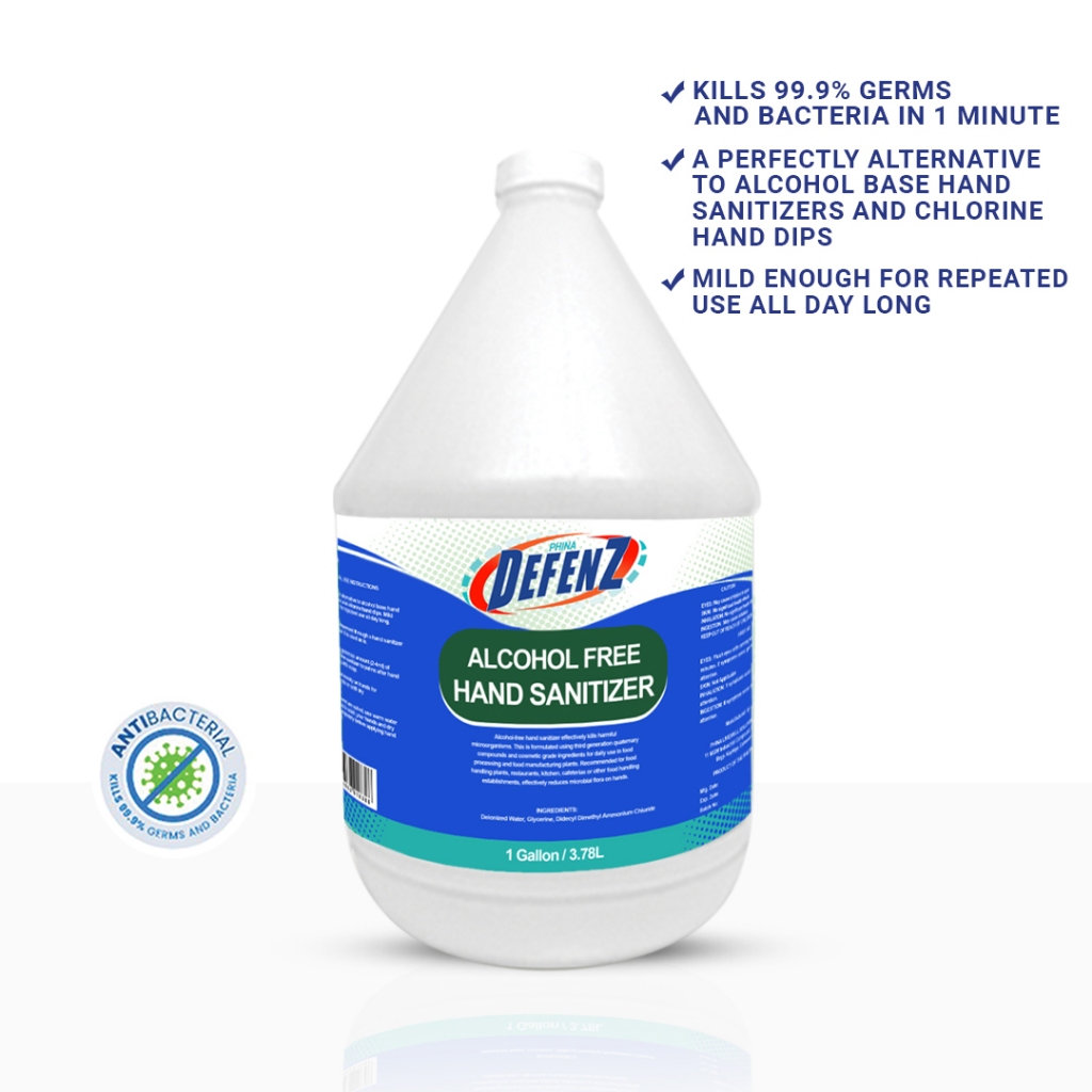 Defenz Alcohol Free Hand Sanitizer 1 gallon | Shopee Philippines