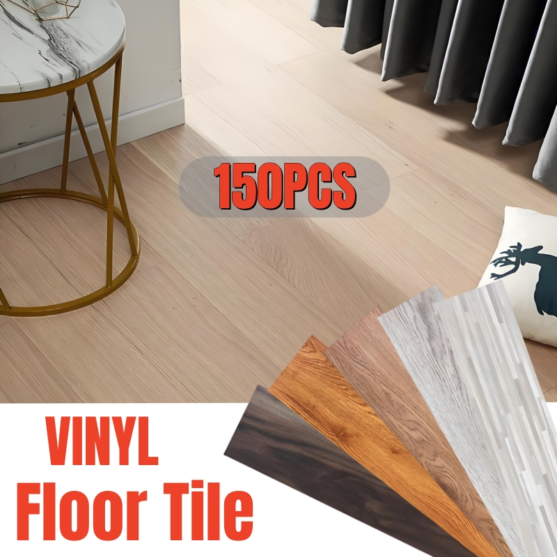 150PCS Floor Sticker 91X15CM Self Adhesive-Wear PVC Vinyl Tiles Resist ...