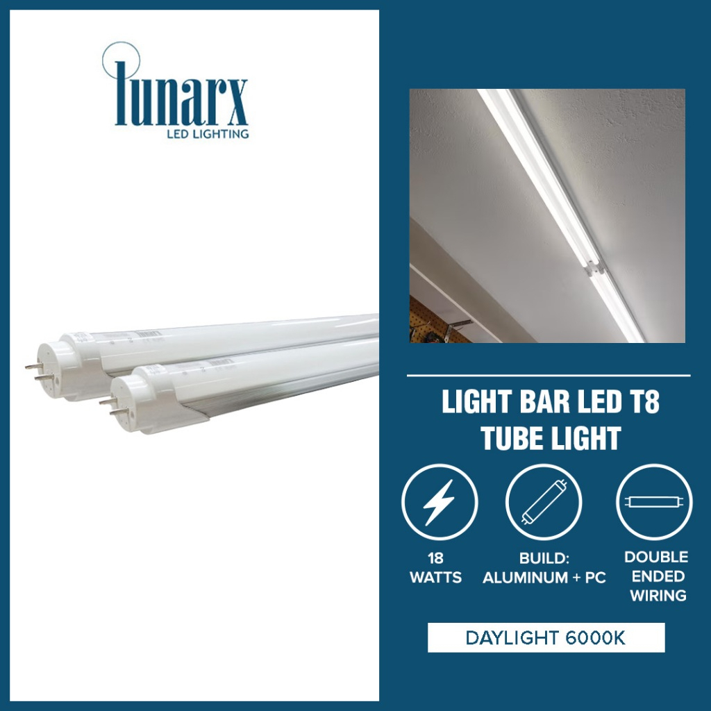 LUNARX LED T8 Tubes | Double Ended | Aluminum + PC Tube Light Bar ...