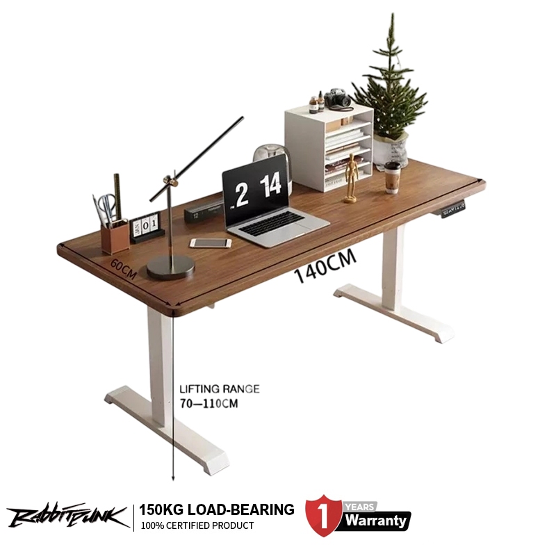 Solid wood electric lift table computer table home desk study table ...