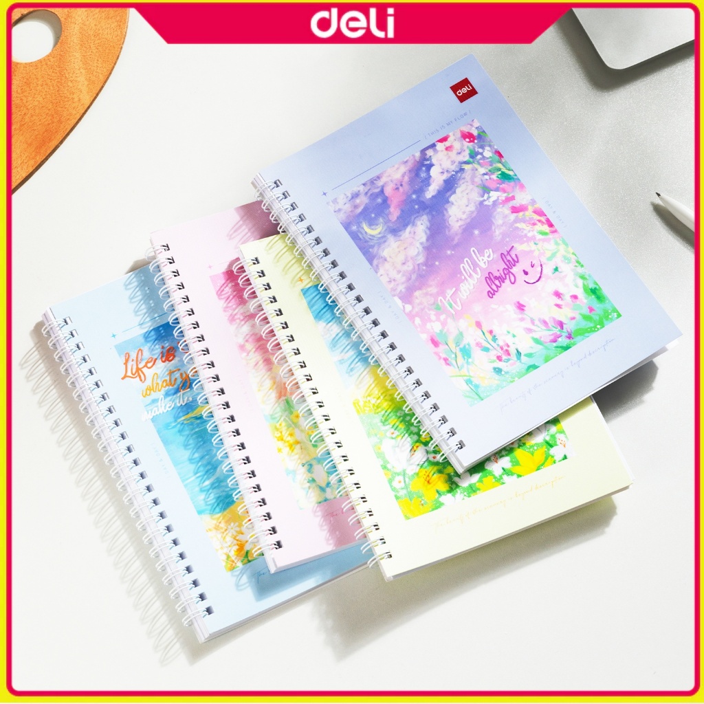 Deli A5 Spiral Notebooks Aesthetic INS Notebook Student Writing Note ...