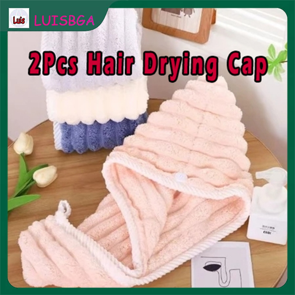 2Pcs Microfiber Hair Drying Cap Set, Embroidered Fast-Absorbent Hair ...