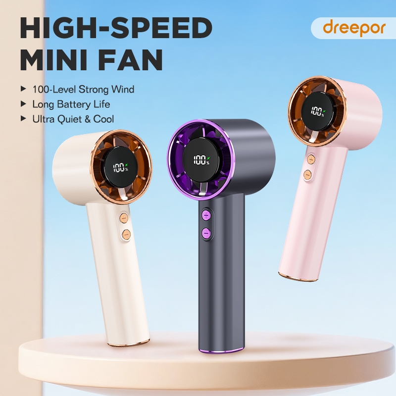 Dreepor Turbo Fan 1800MAH High Speed Mini Fan Rechargeable With 0-100 ...