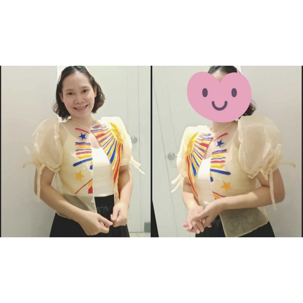 MODERN FILIPINIANA BOLERO, SINAG w/ Garterized, Ribbon PUFF SLEEVES ...