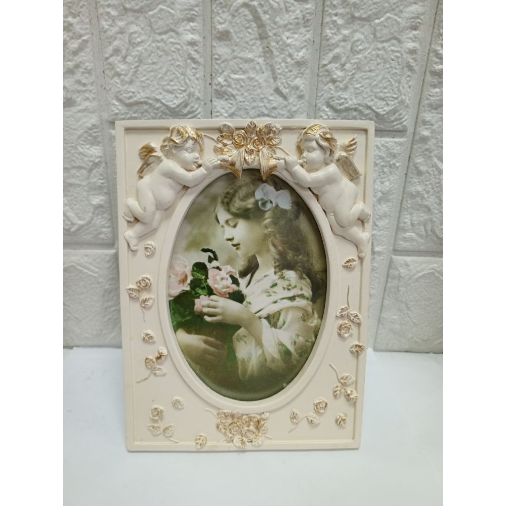 5R Poly resin Oval Photo Frame with 2 angel | Shopee Philippines