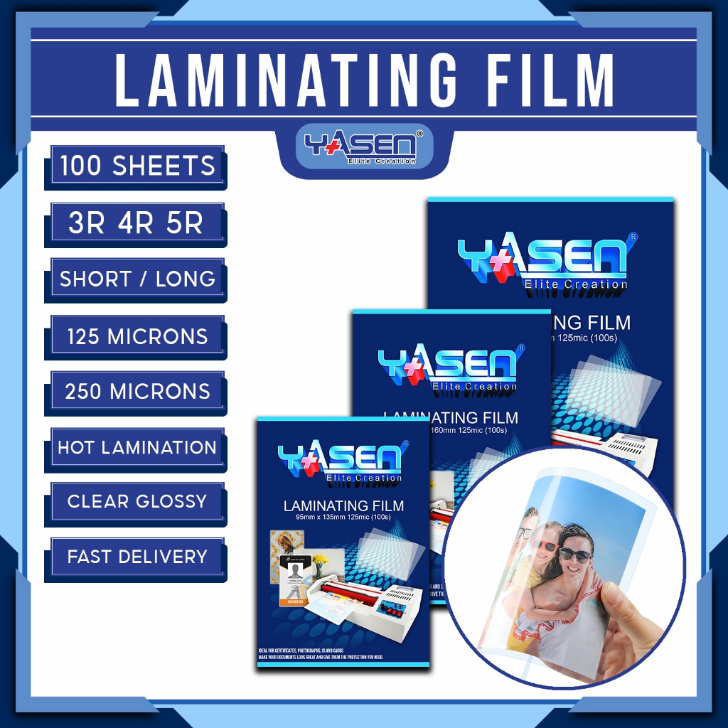 Yasen Laminating Film 3R || 4R || 5R Size 125 / 250 Microns (100 Sheets ...