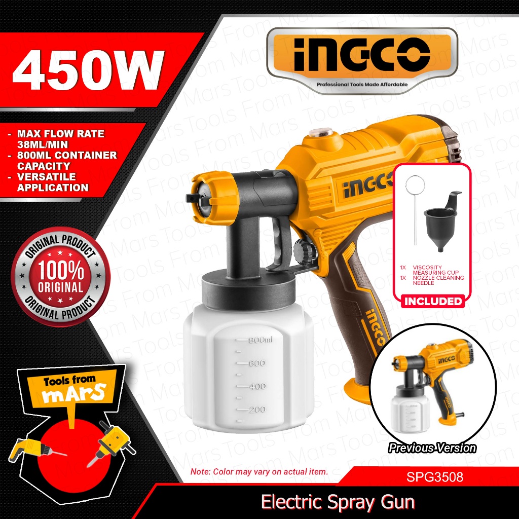 Ingco 450W HVLP Electric Paint Sprayer Gun / Disinfectant Spray SPG3508 ...