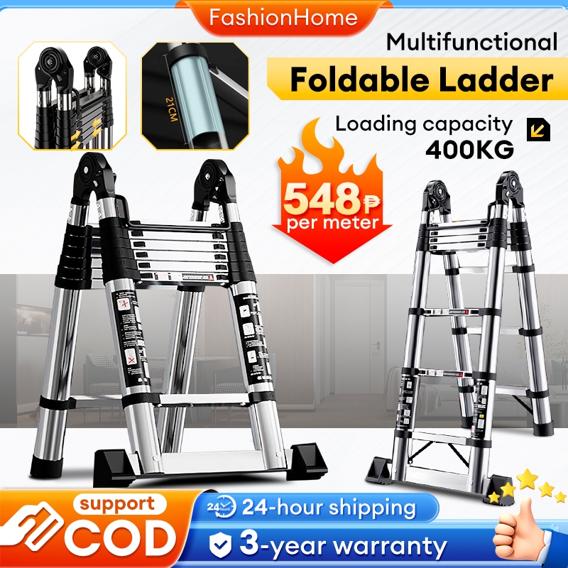 Telescopic Ladder Foldable Aluminum Heavy Duty load 400KG Transformable ...