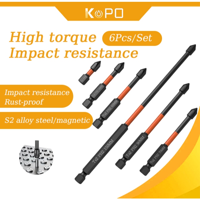 Magnetic Cross Screwdriver Bit Set - Alloy Steel Impact Drill Bits ...