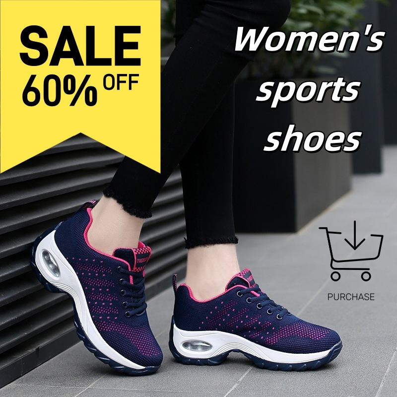 Women's Sports Shoes Fly Woven Mesh Upper Cushion Sneakers Breathable  Casual Shoes