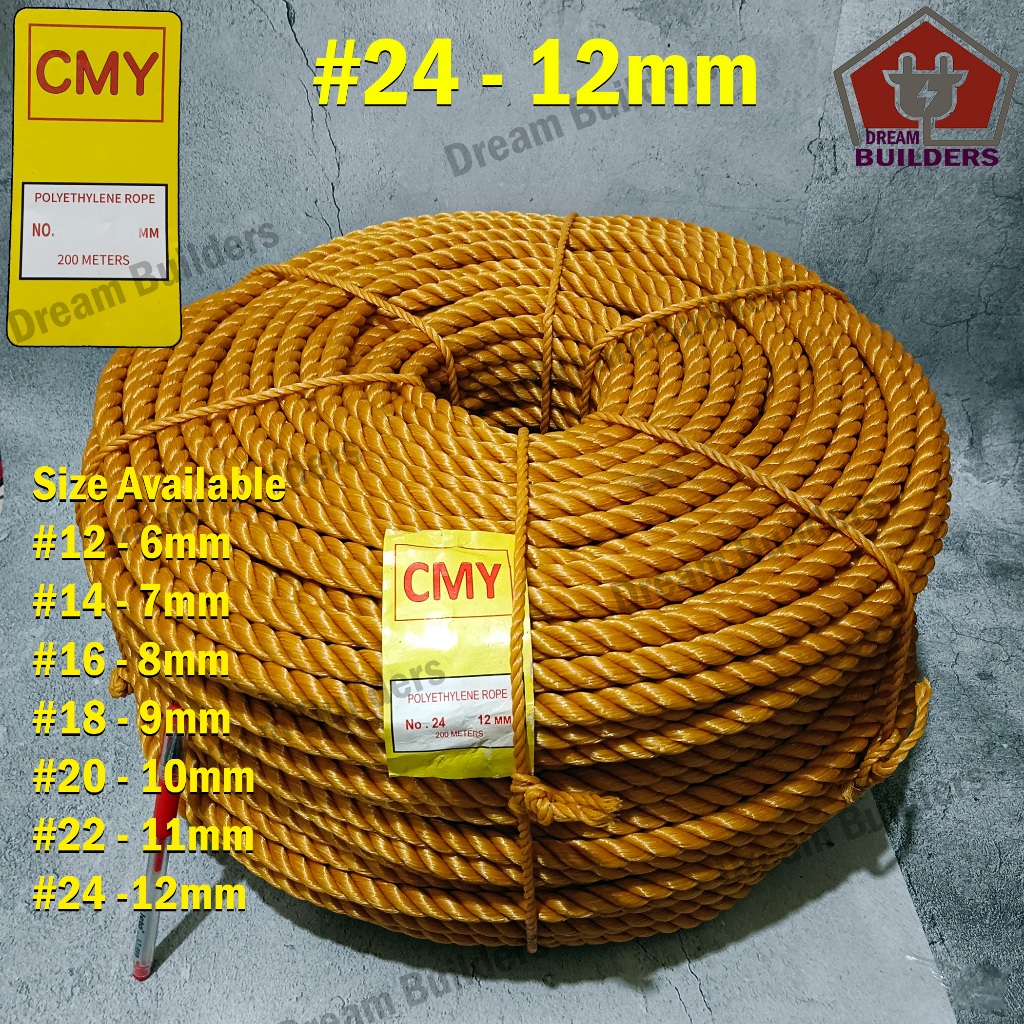 Polyethylene Nylon Rope CMY Brand Size #12 to #24 | Shopee Philippines