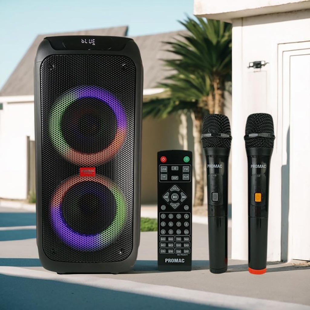 Promac by Winland 2x8in 2x8inches Party Speaker with Bluetooth USB/SD ...