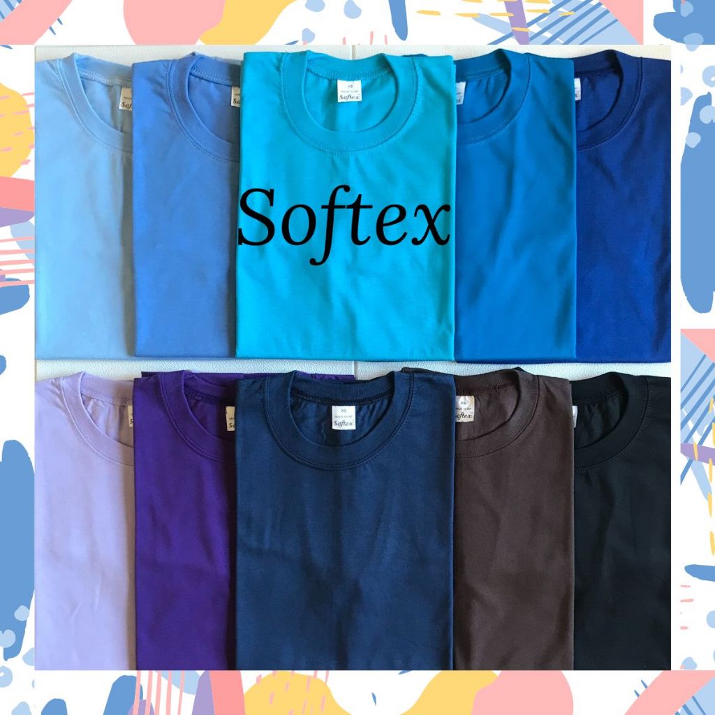 SOFTEX Plain Round Neck Shirt light sky aqua blue royal violet brown ...