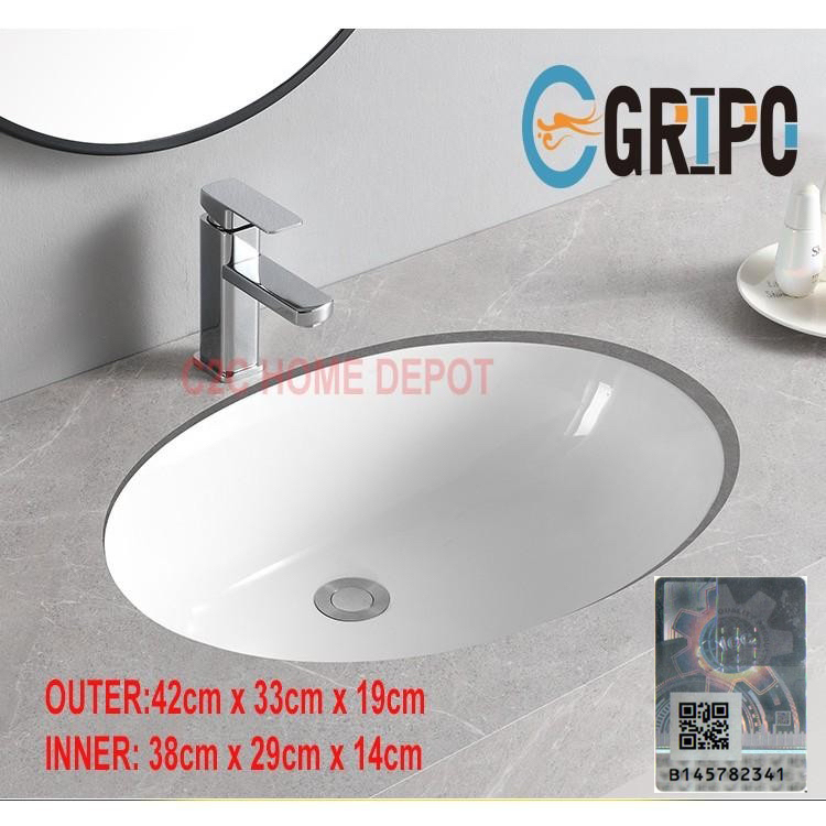 GRIPO High Quality Modern white undermount bathroom bsin GP160 | Shopee ...