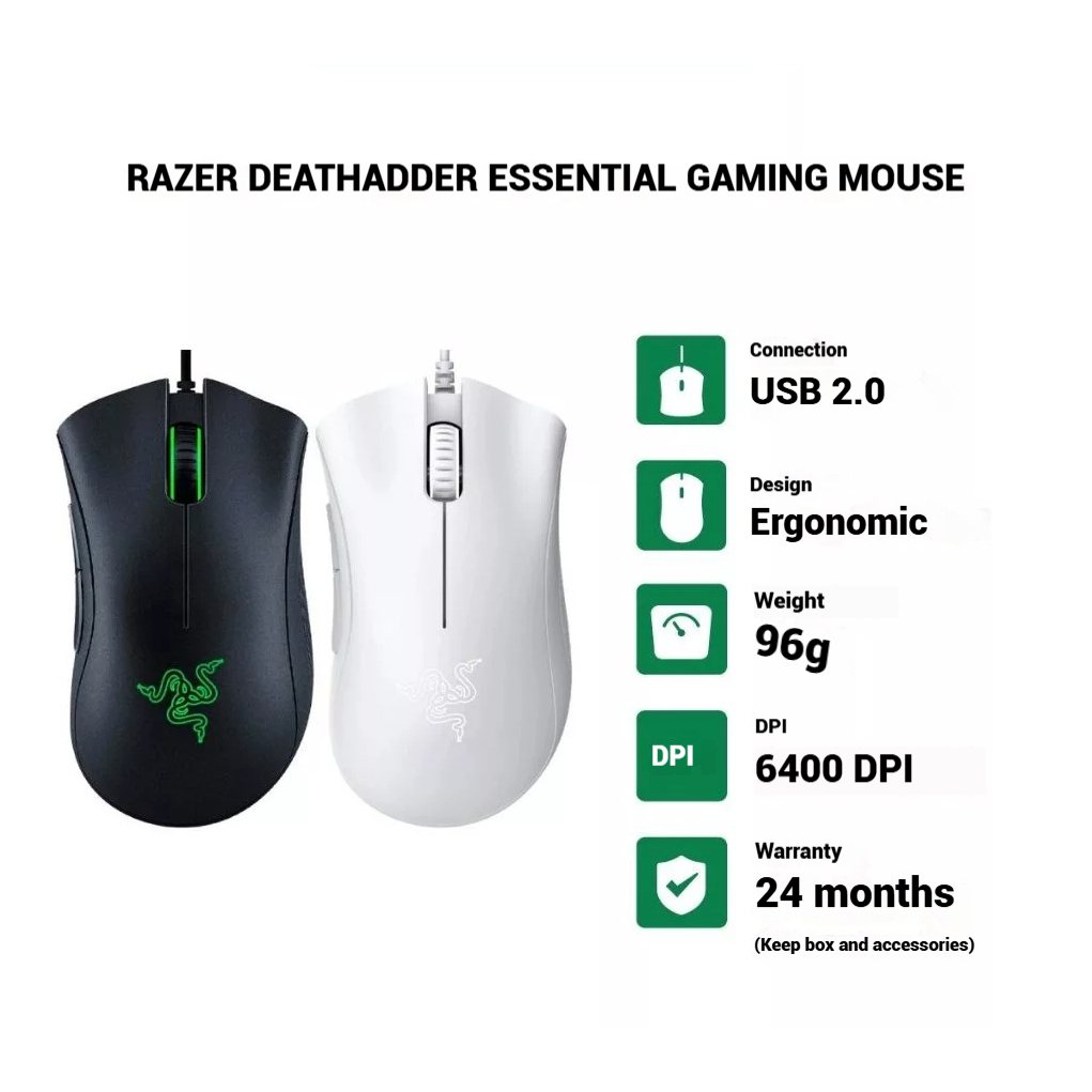Deathadder Essential Wired Gaming Mouse - Sturdy Design, Powerful ...